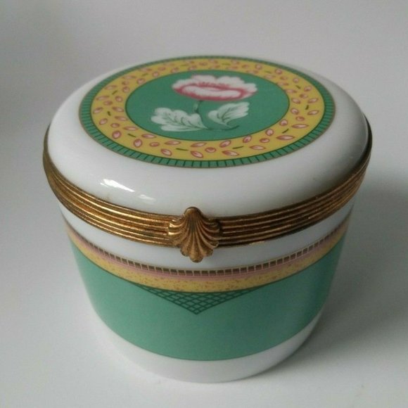 Vtg Limoges France A Raynaud & Co Porcelain Lrg Trinket Box Hinged Candle Cup - Picture 2 of 6